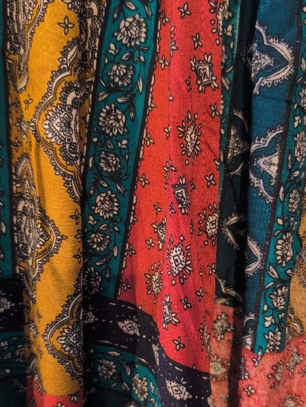 Hayden Boho Patchwork Open Front Komodo- Red, Teal, Mustard NWT Size M - Picture 10 of 10
